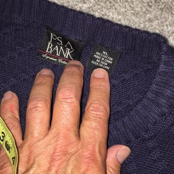 Blue marked Crewneck vintage Jos A Bank Blue Cotton textured LS Sweater Golf XL - Picture 3 of 4